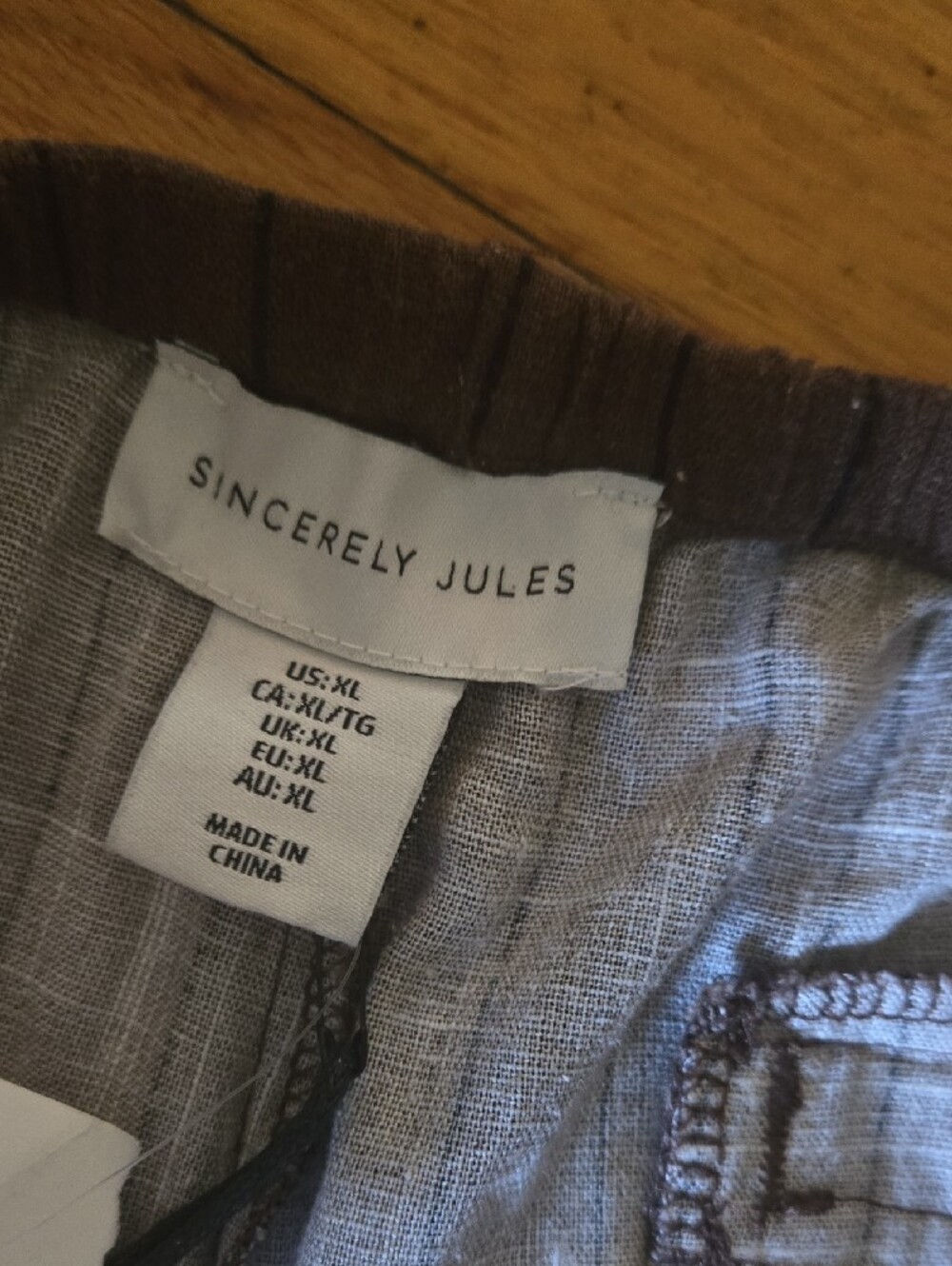 Nwt Sincerely Jules Brown Pinstripe Wide-Leg Pants Size Xl - Picture 3 of 6